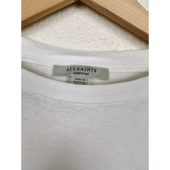 ALLSAINTS Coni Shoulder Pad Tie Front White T-Shirt - Size: Medium - EUC - Picture 7 of 7